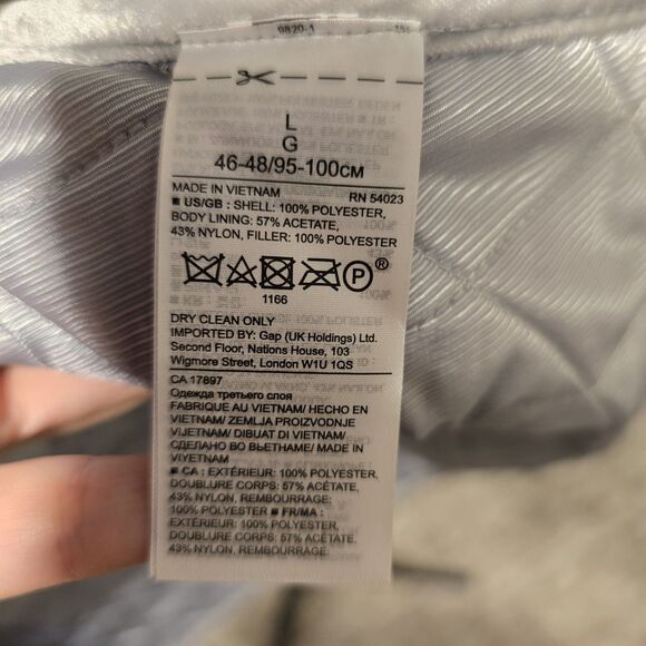 Banana Republic Vest Quilted Velvet Trim Large Womens Gray Outerwear Fall Preppy - Picture 9 of 11